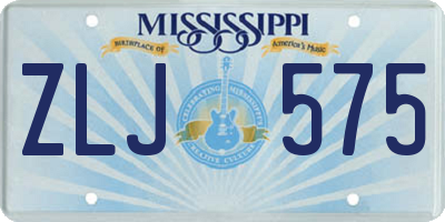 MS license plate ZLJ575