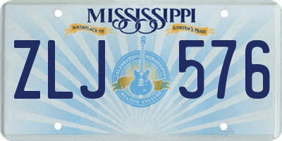 MS license plate ZLJ576