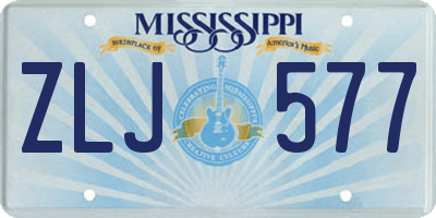 MS license plate ZLJ577