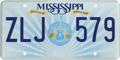 MS license plate ZLJ579