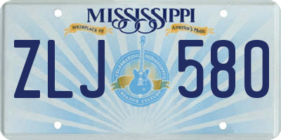 MS license plate ZLJ580