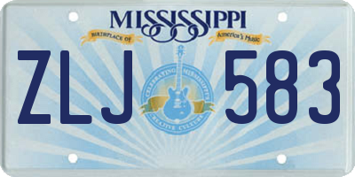 MS license plate ZLJ583