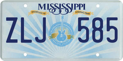 MS license plate ZLJ585