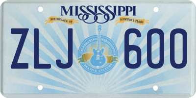 MS license plate ZLJ600