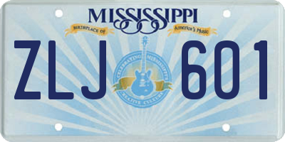 MS license plate ZLJ601