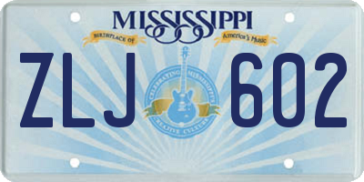 MS license plate ZLJ602