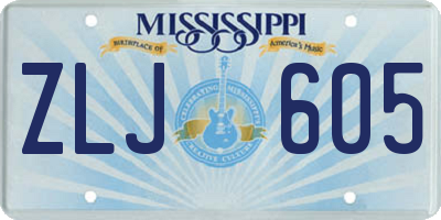 MS license plate ZLJ605