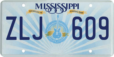 MS license plate ZLJ609