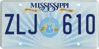 MS license plate ZLJ610