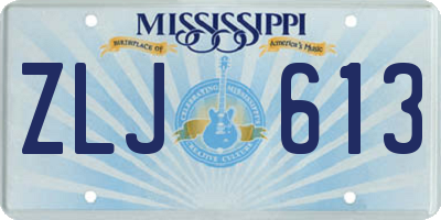 MS license plate ZLJ613
