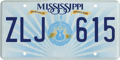 MS license plate ZLJ615