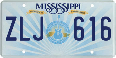 MS license plate ZLJ616