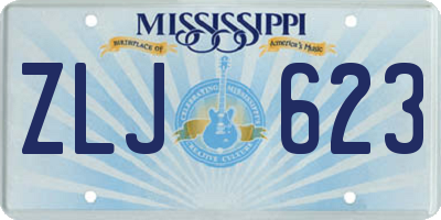 MS license plate ZLJ623