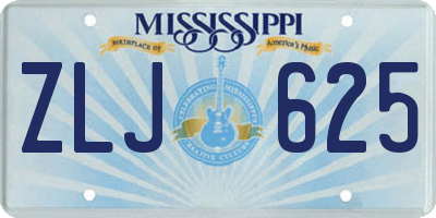 MS license plate ZLJ625