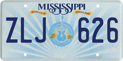 MS license plate ZLJ626