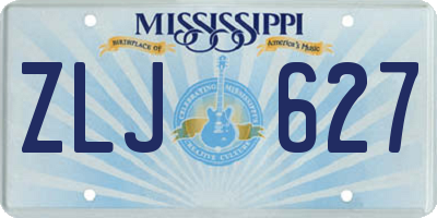 MS license plate ZLJ627