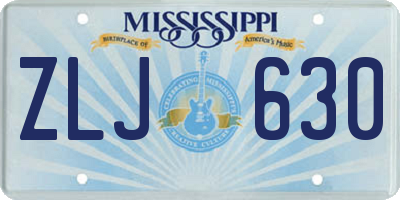 MS license plate ZLJ630