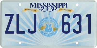 MS license plate ZLJ631