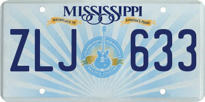 MS license plate ZLJ633