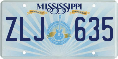 MS license plate ZLJ635