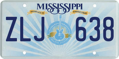 MS license plate ZLJ638
