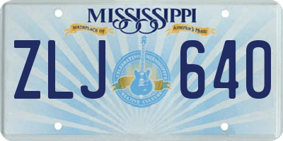 MS license plate ZLJ640