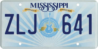 MS license plate ZLJ641