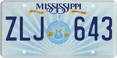 MS license plate ZLJ643