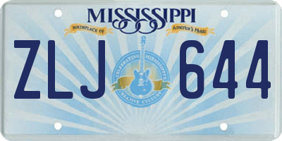 MS license plate ZLJ644