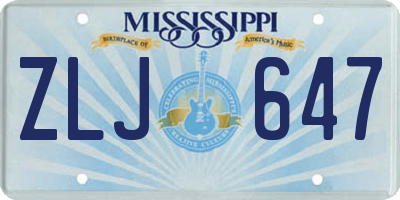 MS license plate ZLJ647