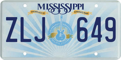 MS license plate ZLJ649