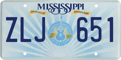 MS license plate ZLJ651