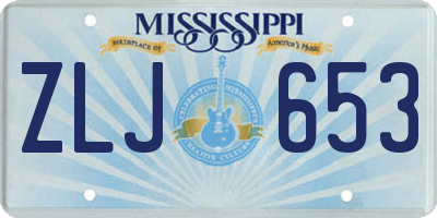 MS license plate ZLJ653