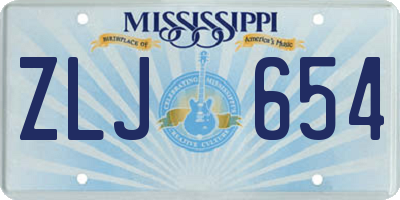 MS license plate ZLJ654
