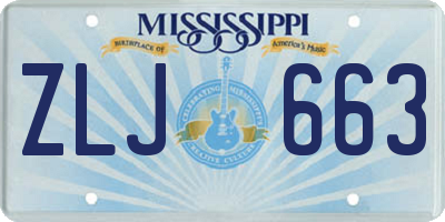 MS license plate ZLJ663