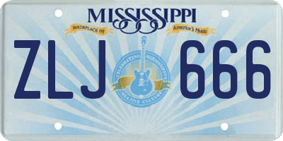 MS license plate ZLJ666