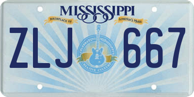 MS license plate ZLJ667