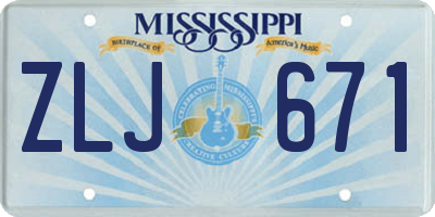 MS license plate ZLJ671