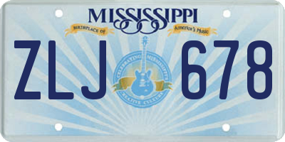 MS license plate ZLJ678