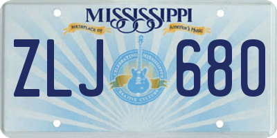 MS license plate ZLJ680