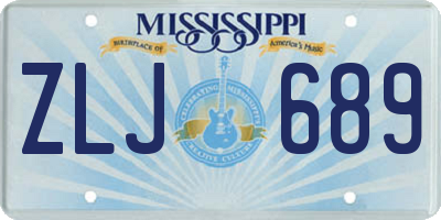 MS license plate ZLJ689