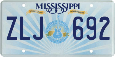 MS license plate ZLJ692