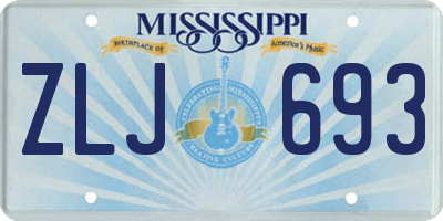 MS license plate ZLJ693