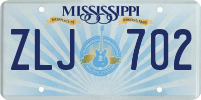 MS license plate ZLJ702