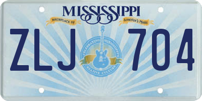 MS license plate ZLJ704