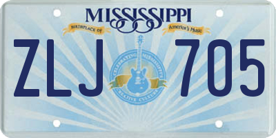 MS license plate ZLJ705