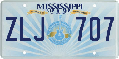 MS license plate ZLJ707