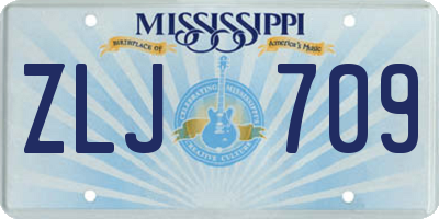 MS license plate ZLJ709