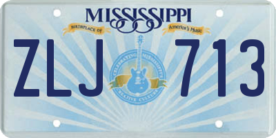 MS license plate ZLJ713