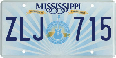 MS license plate ZLJ715